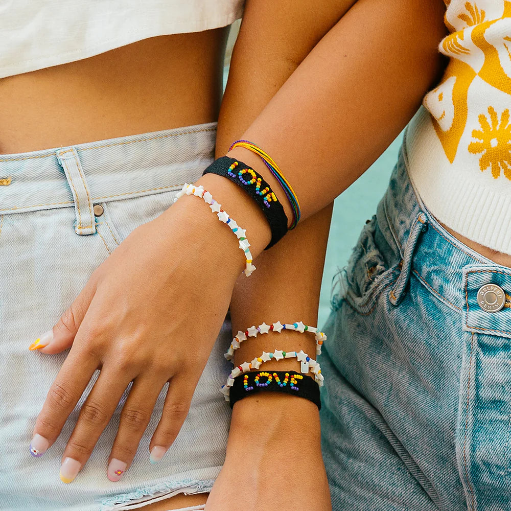 Pura vida Woven Seed Bead Love Bracelet