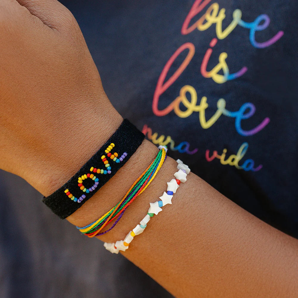 Pura vida Woven Seed Bead Love Bracelet