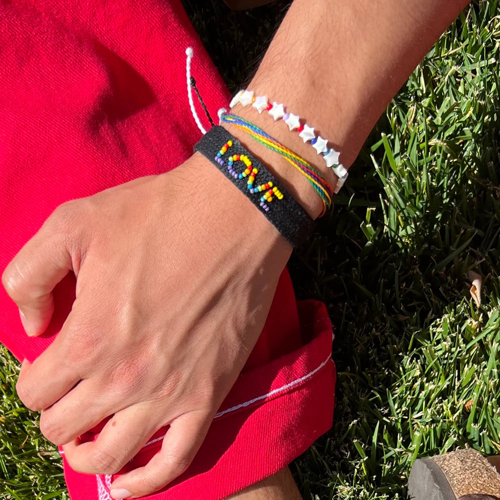 Pura vida Woven Seed Bead Love Bracelet