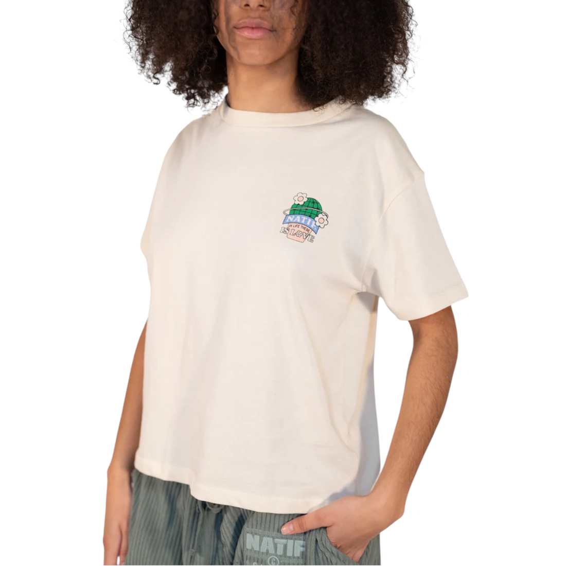 Natif T-shirt femme cactus-Cannoli cream