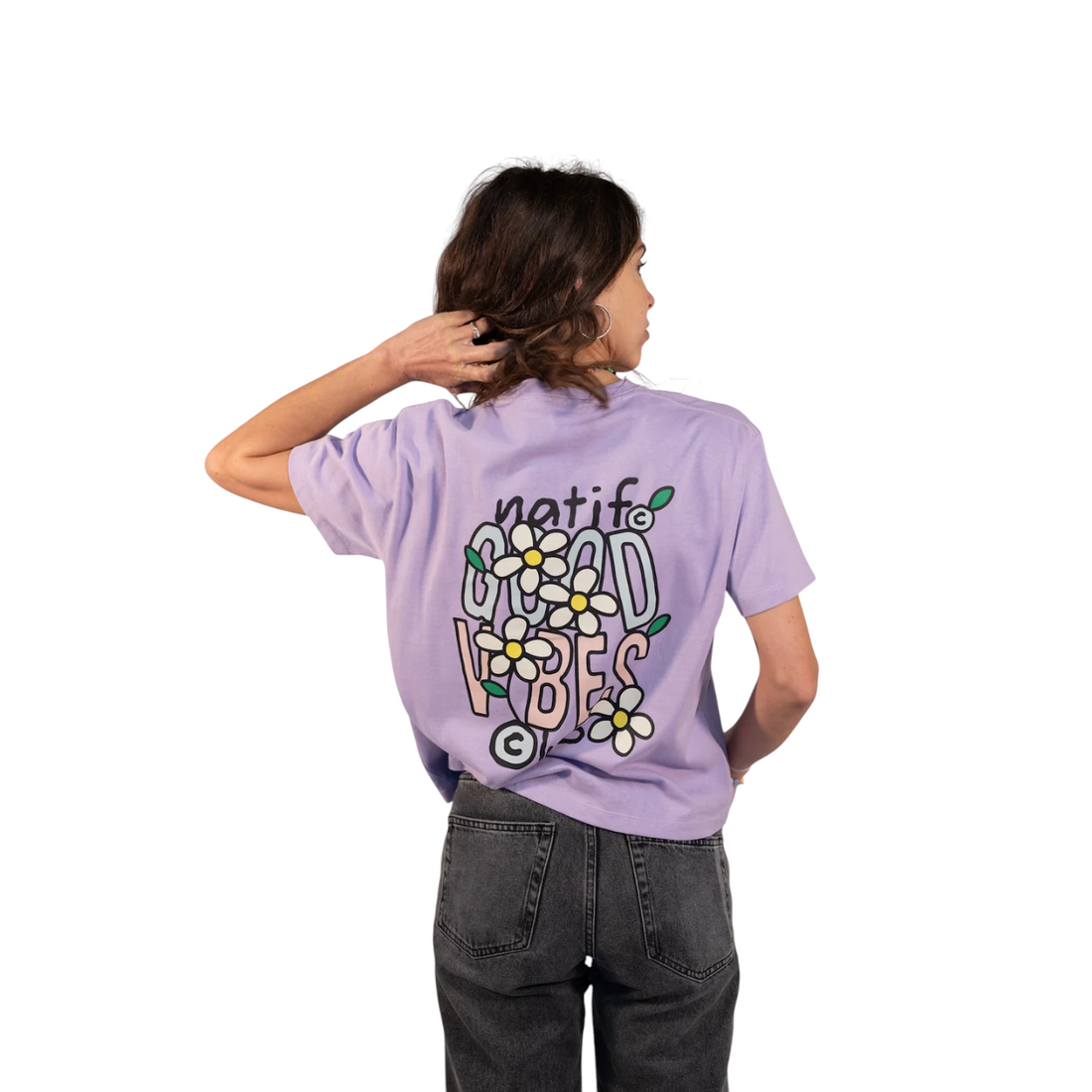 Natif T-shirt femme new good vibes-Lilac breeze