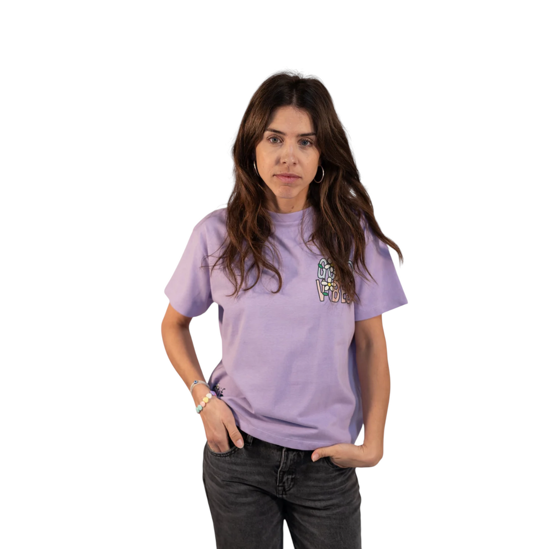 Natif T-shirt femme new good vibes-Lilac breeze