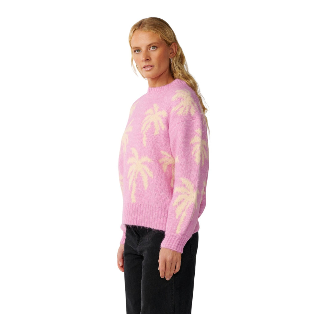 Rip Curl Retro swell palm jacquard crew-Lilac