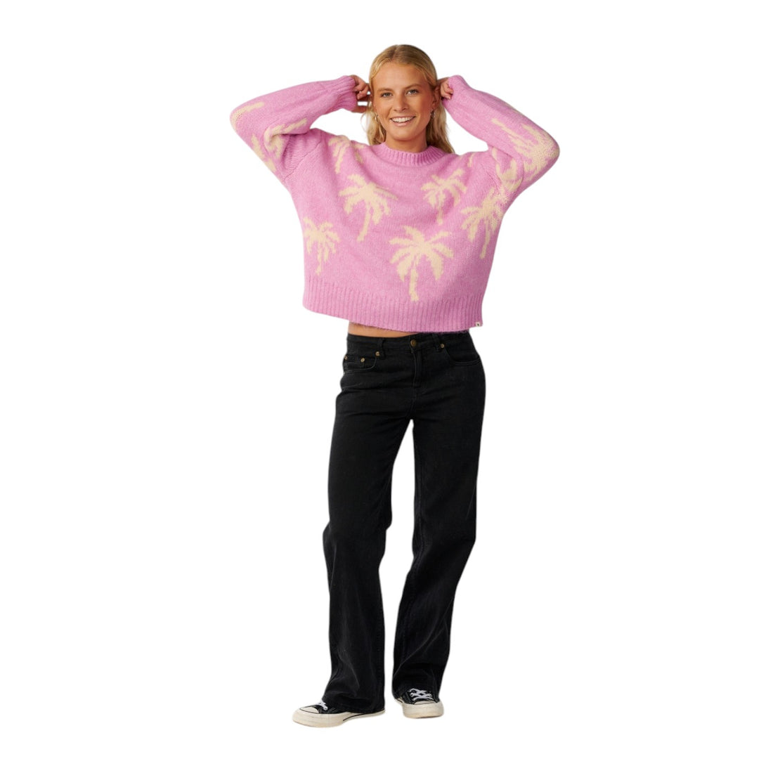 Rip Curl Retro swell palm jacquard crew-Lilac
