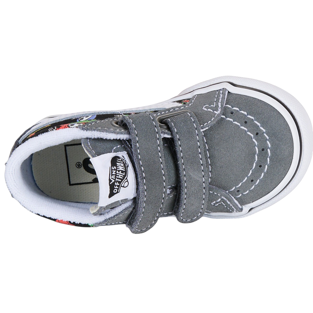 Chaussures montantes enfant Born2ride Vans Sk8-Mid Reissue V grises en daim avec fermeture à scratch