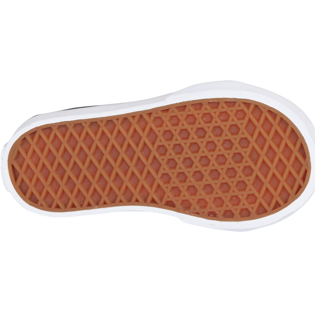 Semelle extérieure en gomme gaufrée emblématique de la chaussure enfant Vans Sk8-mid reissue v chez Born2ride