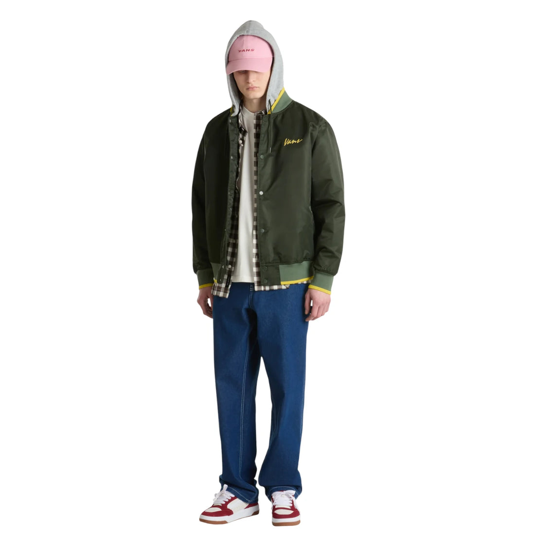 Vans Scripted Vans Hooded Baseball Jacket – Dried Kelp