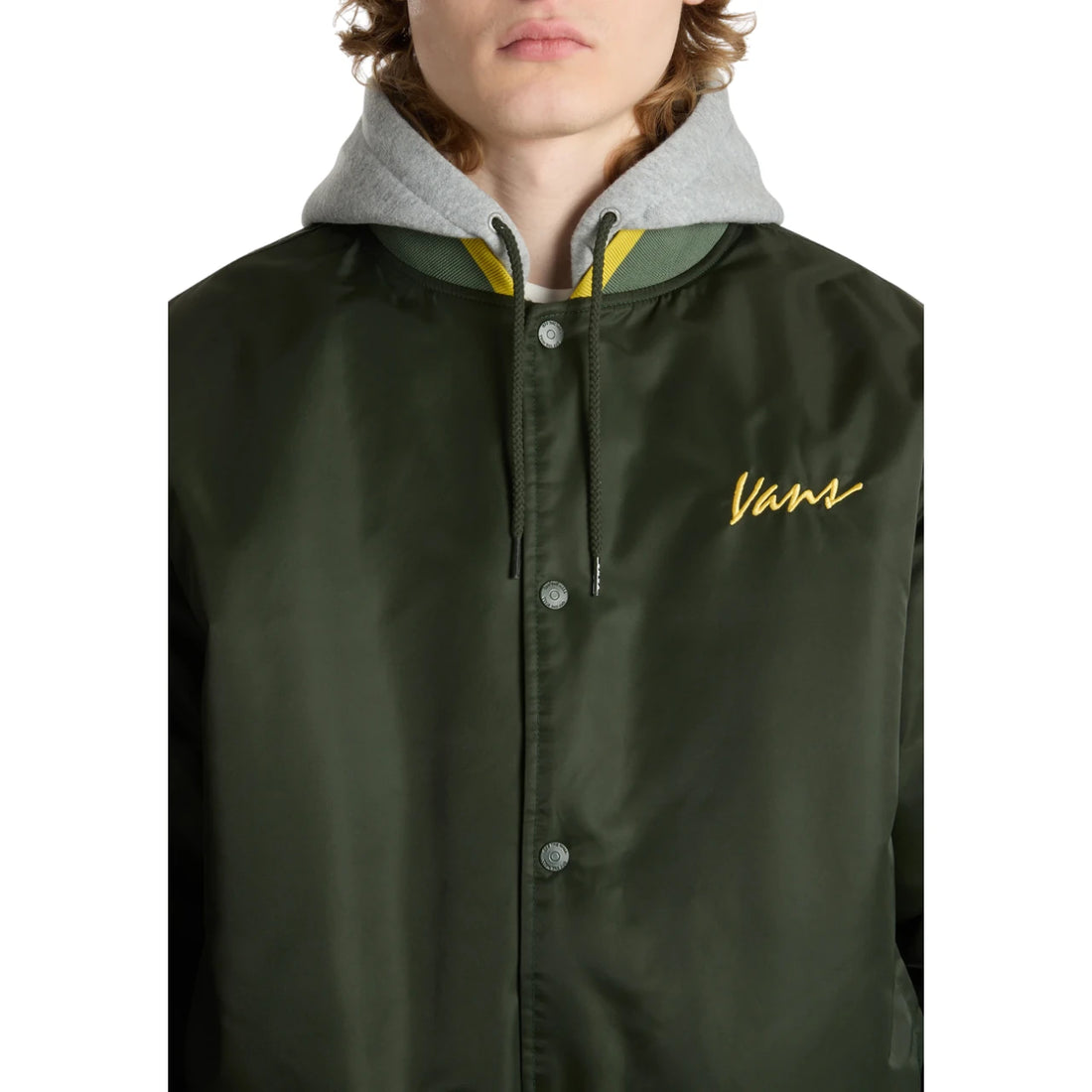 Vans Scripted Vans Hooded Baseball Jacket – Dried Kelp