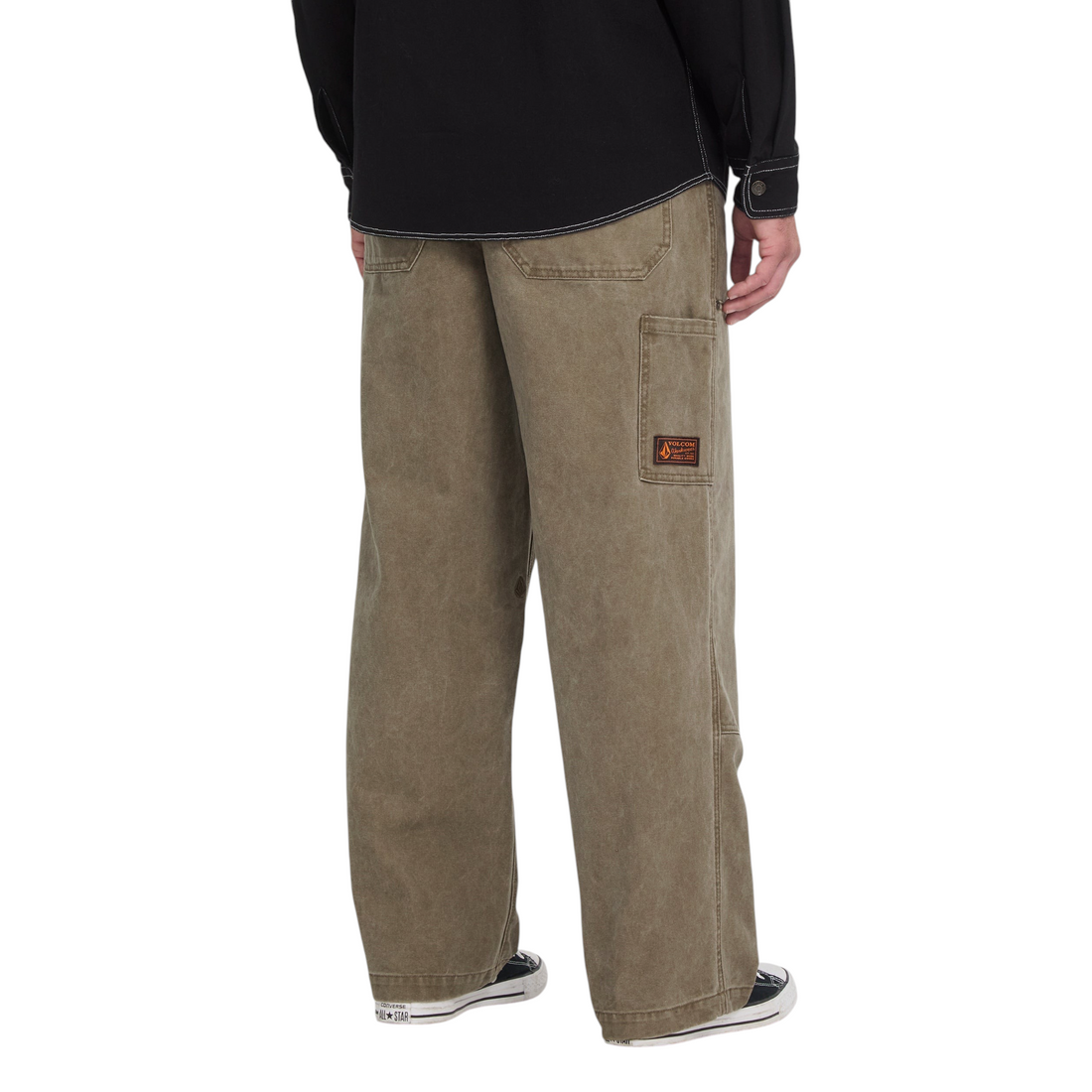 Pantalon carpenter Born2ride Volcom en coton épais couleur terre avec poche marteau et logo arrière