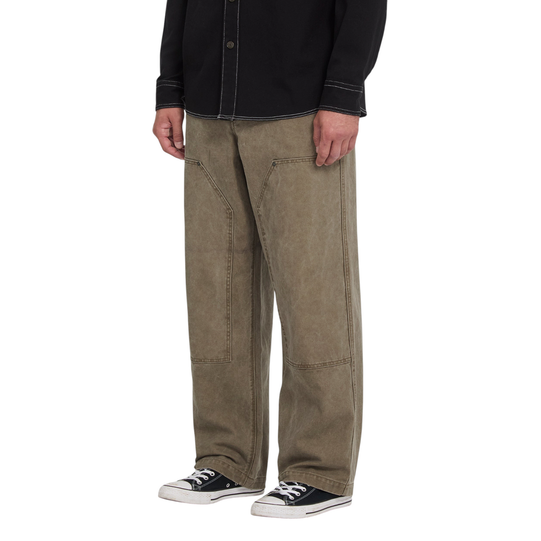 Pantalon carpenter Born2ride Volcom en coton épais coloris Earth avec poches utilitaires et coupe droite