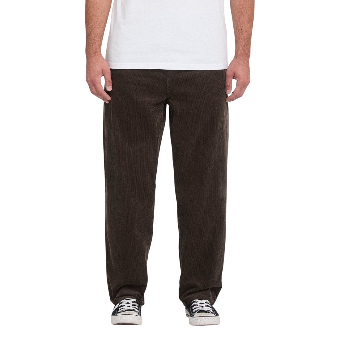 Pantalon chino Born2ride Volcom Freazy en velours côtelé marron coupe loose tapered pour homme