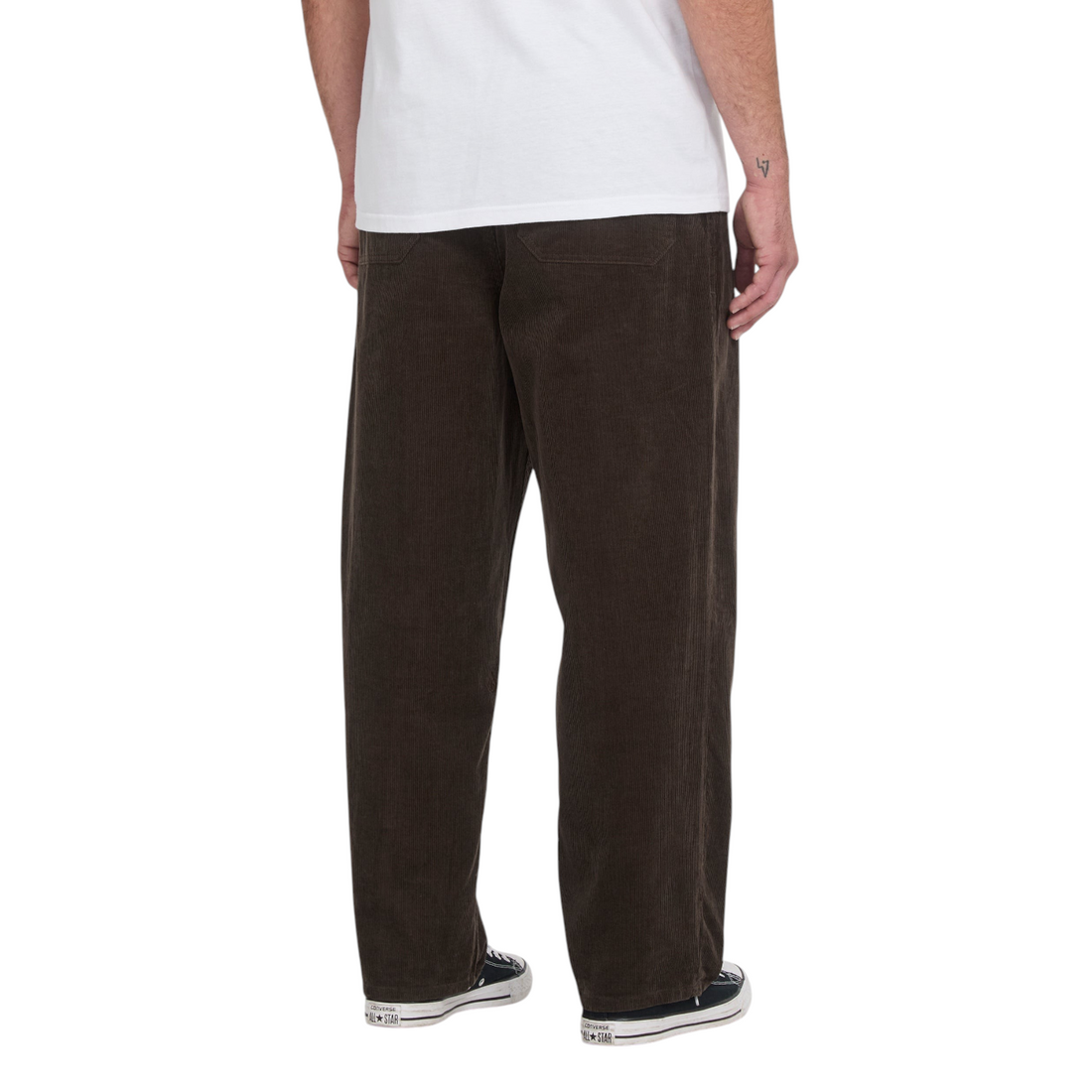 Vue arrière du pantalon Born2ride Volcom Freazy Loose Ew Cord en velours côtelé marron coupe ample