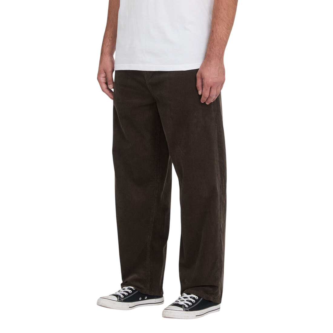Pantalon chino Born2ride Volcom Freazy en velours côtelé marron wren avec coupe loose tapered et taille élastiquée