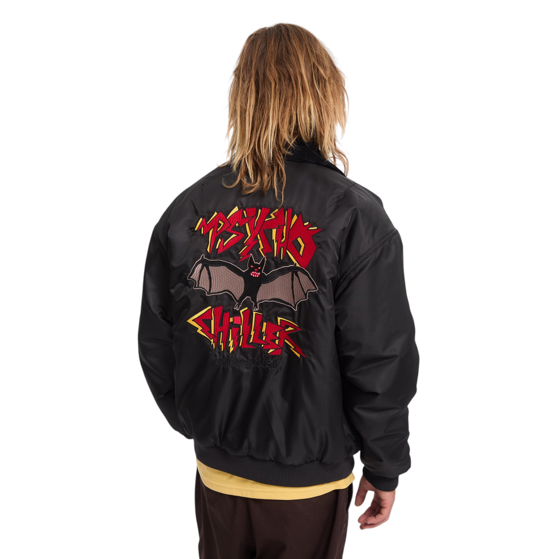 Veste bomber réversible Born2ride Volcom Fa Ozzy noire avec graphisme de chauve-souris au dos, vue arrière