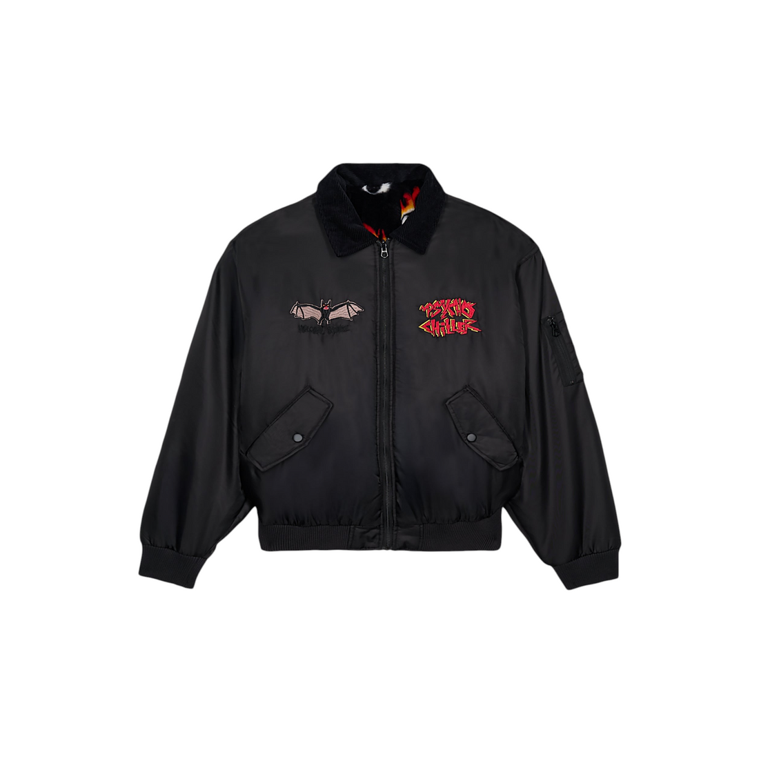 Veste bomber réversible noire Born2ride Volcom Fa Ozzy en nylon avec col en velours côtelé et broderies graphiques