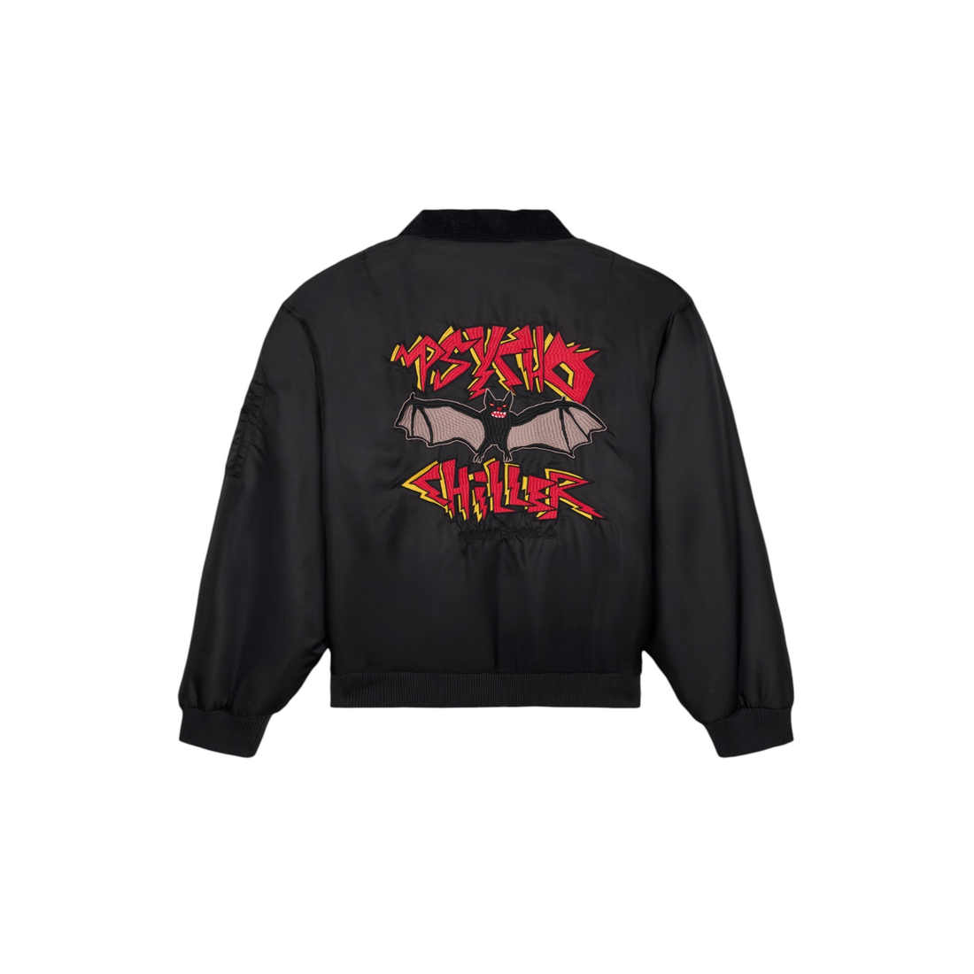 Veste bomber réversible Born2ride Volcom Fa Ozzy noire avec illustration Psycho Chiller au dos, style skate punk