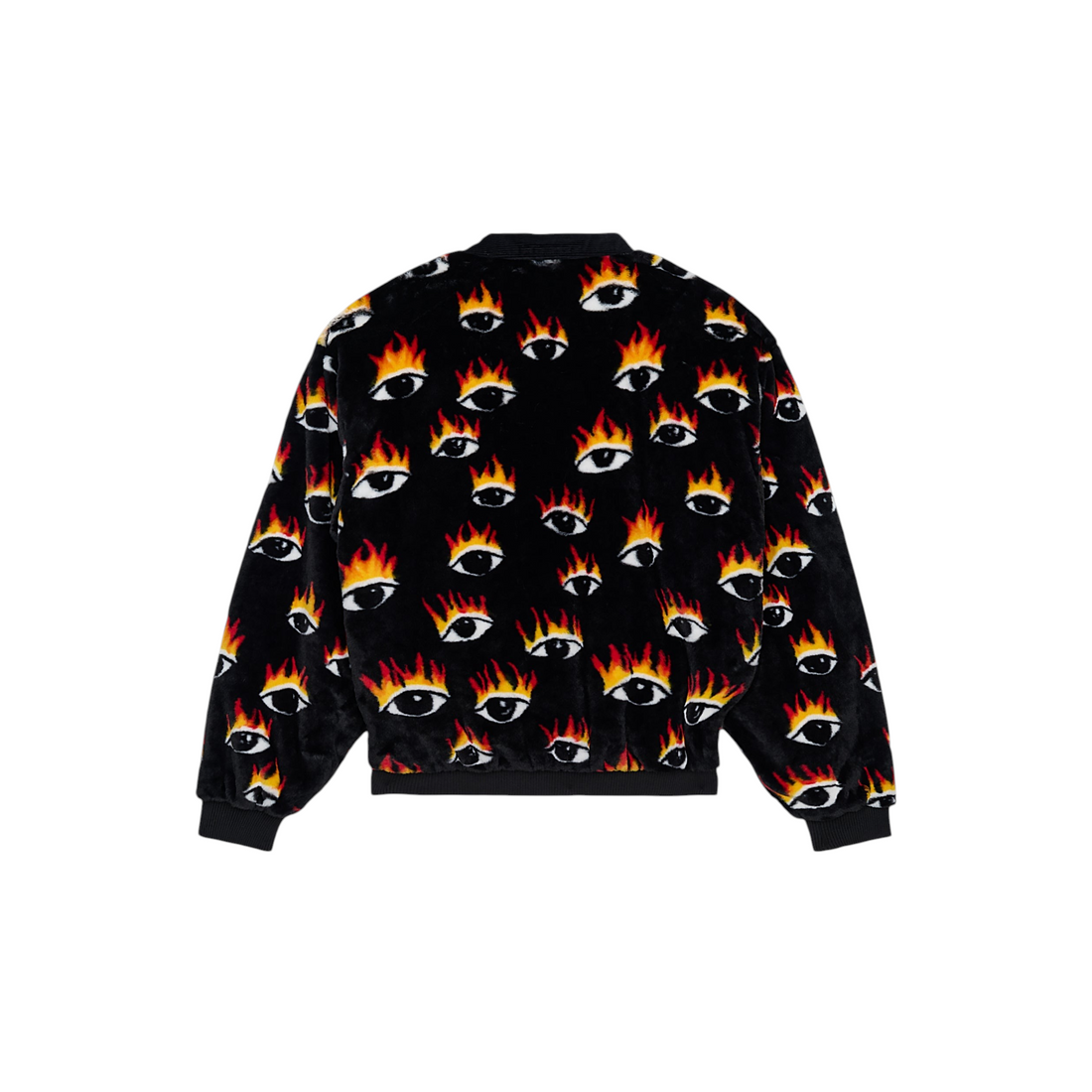 Veste bomber réversible Born2ride Volcom Fa Ozzy noire avec imprimé yeux enflammés sur fond noir, vue arrière