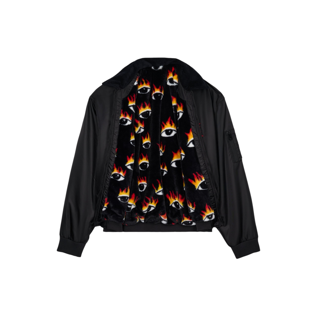 Veste bomber réversible Born2ride Volcom Fa Ozzy noire en nylon avec doublure imprimée yeux et flammes