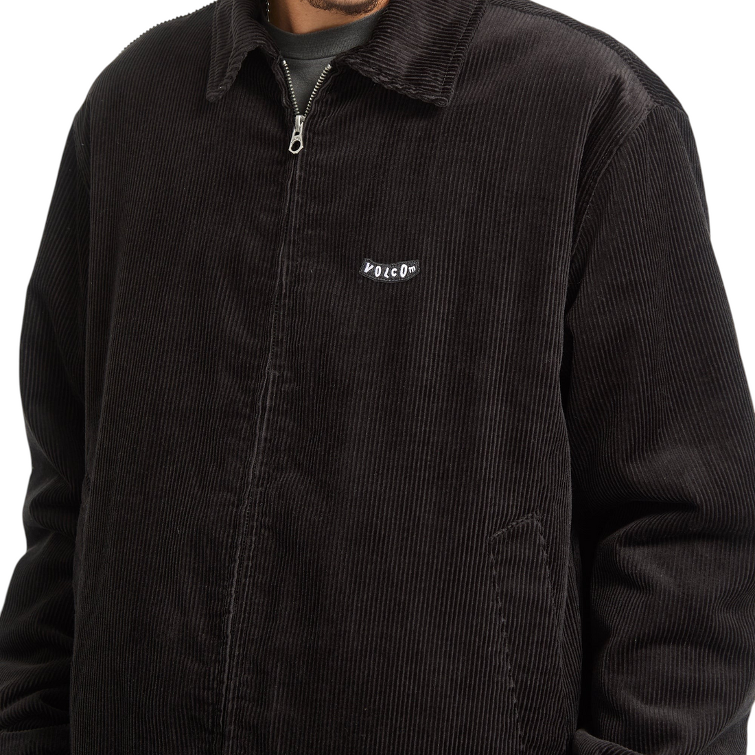 Veste Born2ride Volcom Kurtis noire en velours côtelé avec fermeture éclair et logo brodé sur la poitrine