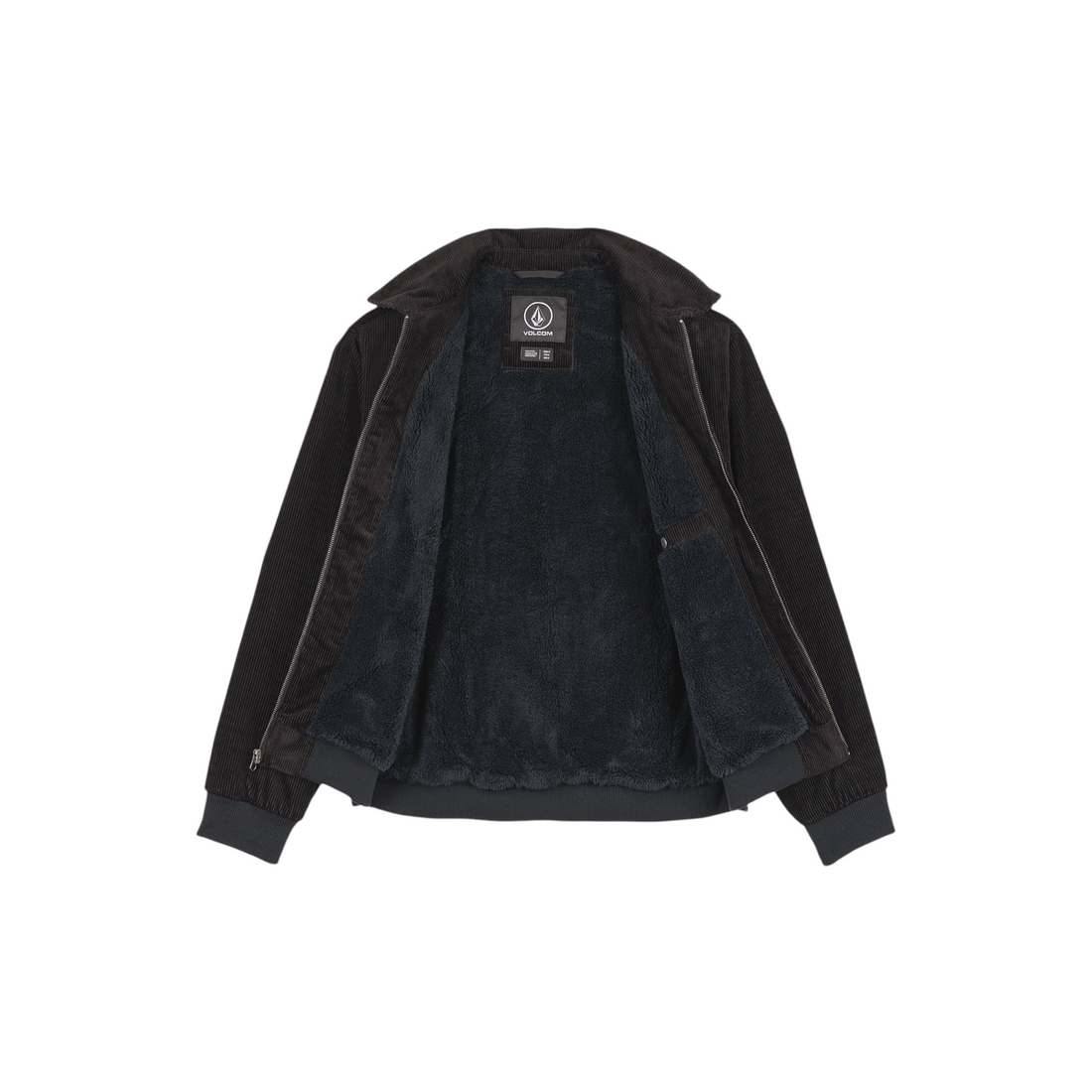 Veste Born2ride Volcom Kurtis noire en coton côtelé avec doublure en fausse fourrure chaude pour homme
