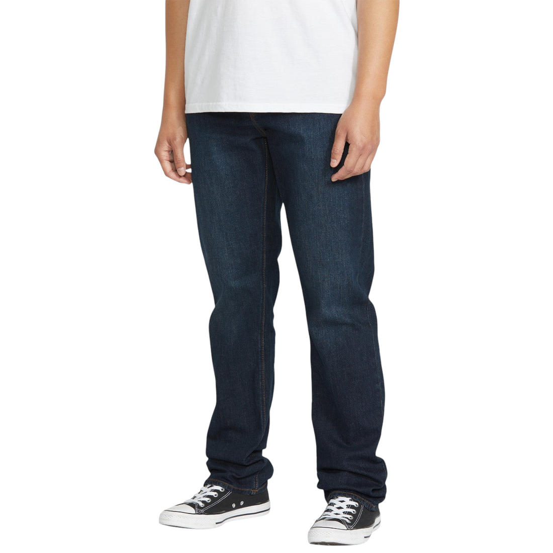 Jean homme Born2ride Volcom Solver bleu foncé en denim stretch coupe droite pour un style skate et streetwear