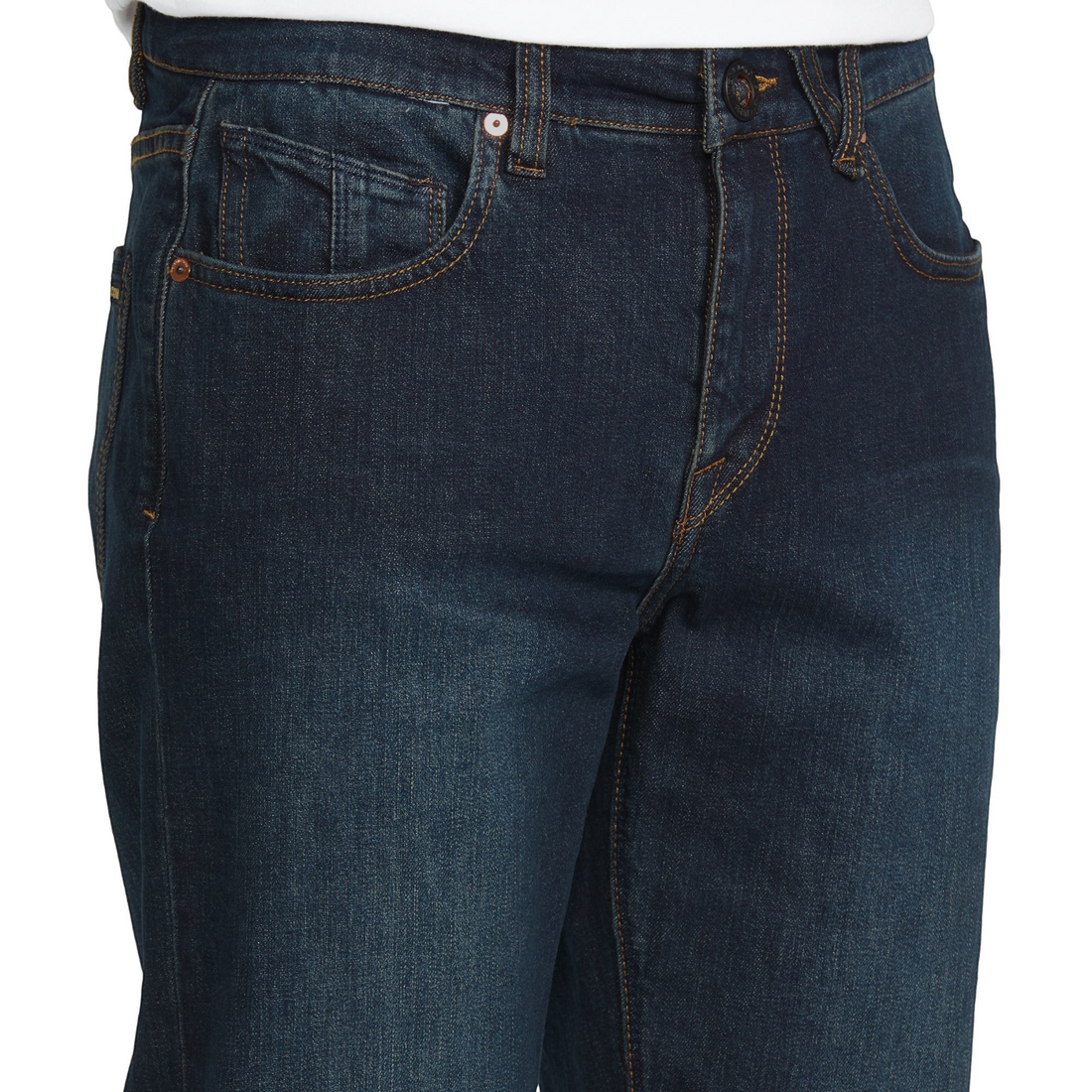 Jean homme Born2ride Volcom Solver bleu foncé en denim extensible avec surpiqûres contrastées et coupe droite