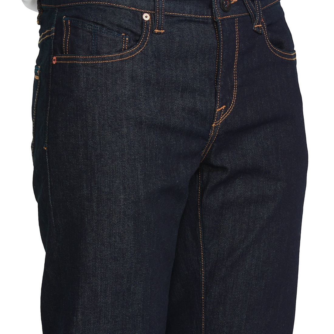Jean homme Born2ride Volcom Solver en denim bleu brut avec surpiqûres contrastées et coupe droite moderne
