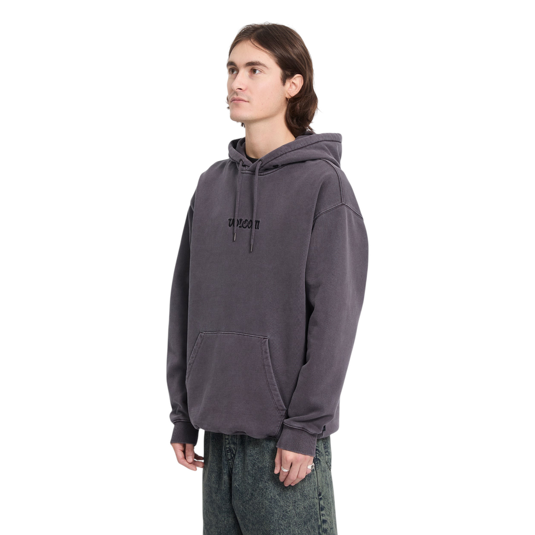 Sweat à capuche Born2ride Volcom Big Stone Po couleur raisin en molleton avec broderie sur la poitrine