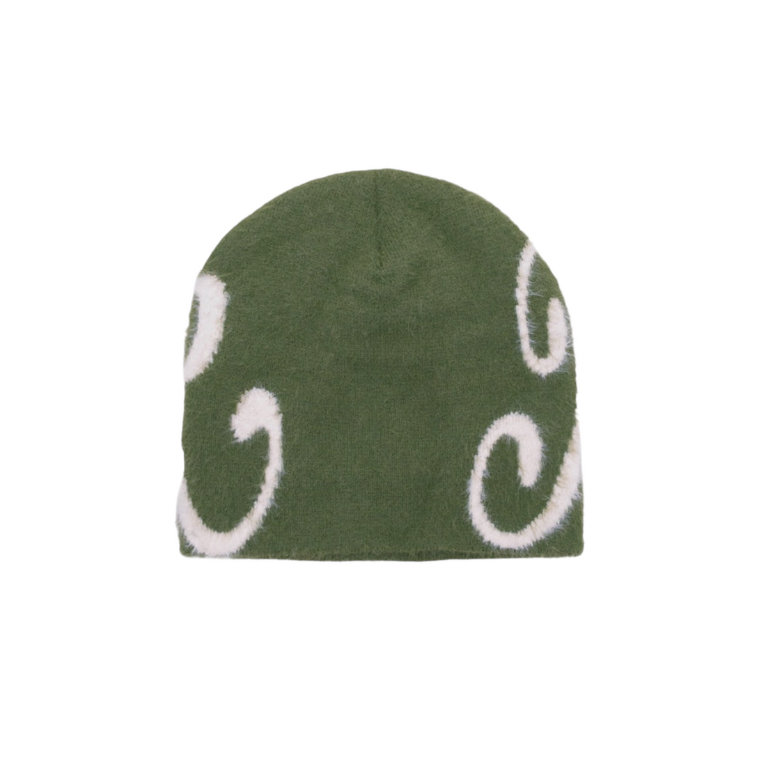 Bonnet Born2ride Jacker Blur en polyester vert avec motif tourbillon blanc et texture effet mohair douce