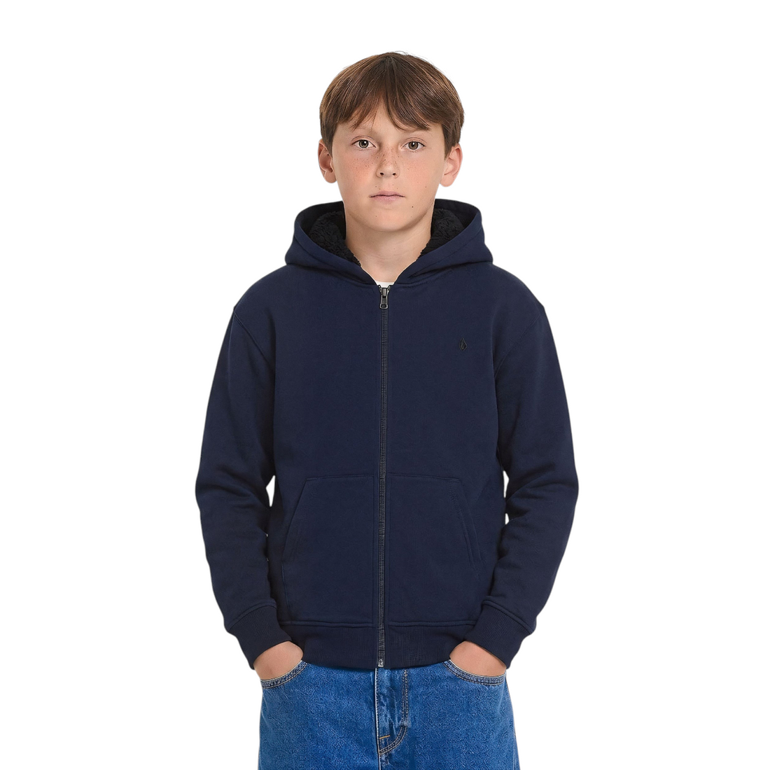 Volcom Single Stone Lined Zip Youth - Sweat zippé doublé enfant marine