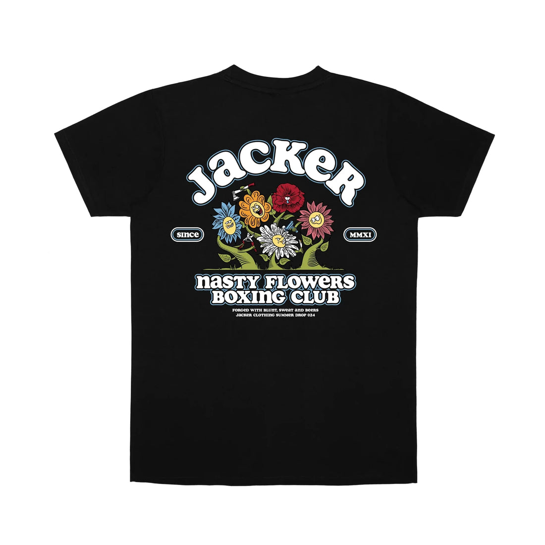 Jacker Fight Flower T-Shirt - Black