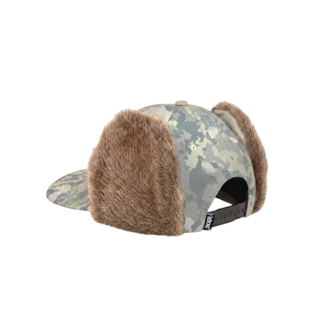 Casquette 5 panneaux Born2ride Jacker camouflage désert avec cache-oreilles en fausse fourrure marron