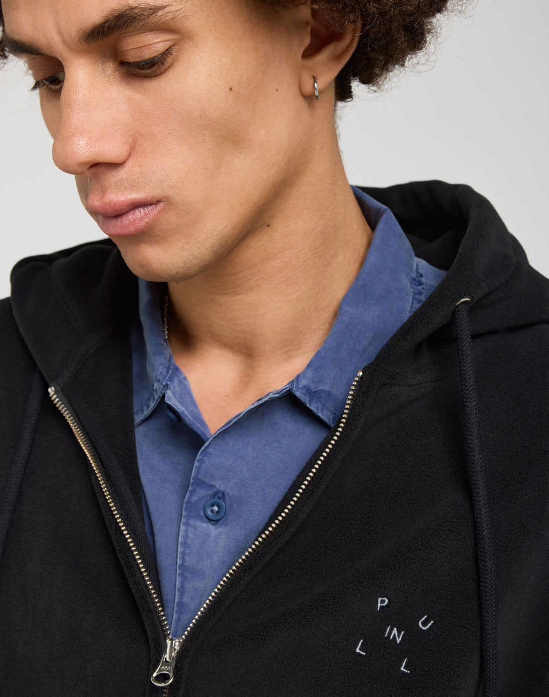 Pullin Hoodie Zip Sherpa - Black