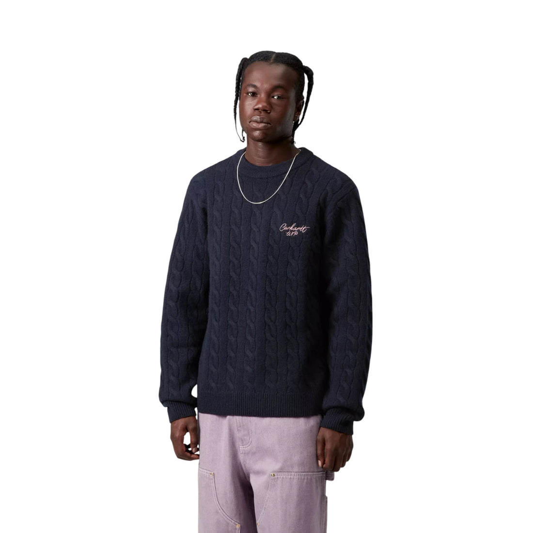 Carhartt Wip Signature Sweater - Deep Night/Glassy Pink