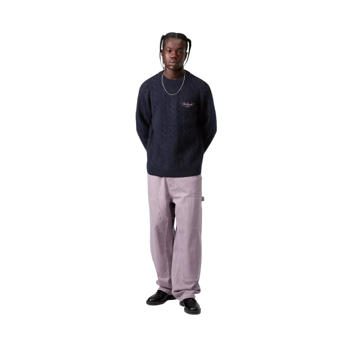 Carhartt Wip Signature Sweater - Deep Night/Glassy Pink