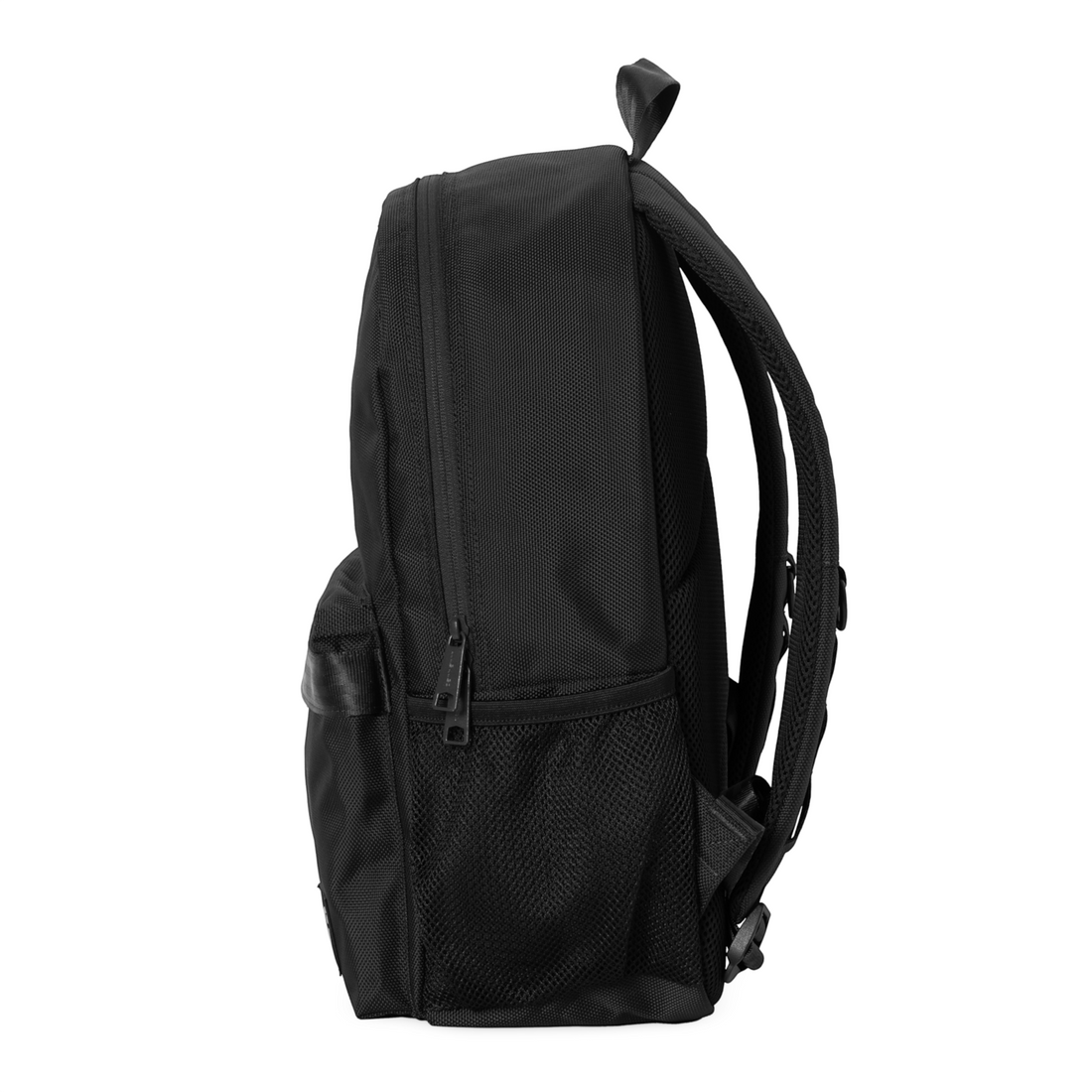 Sac à dos noir Born2ride Carhartt WIP Richmond en matière résistante avec bretelles rembourrées, vue de profil