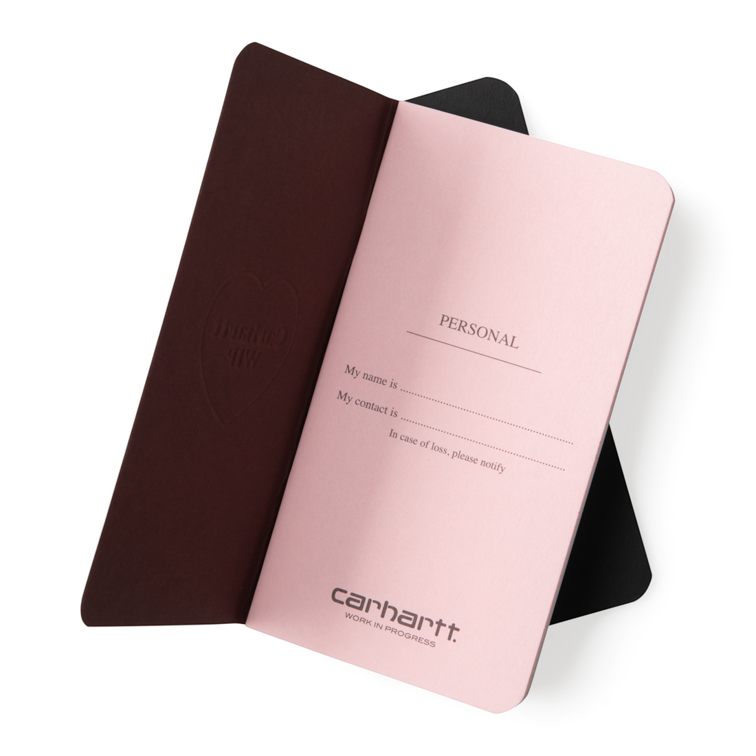 Set de carnets de poche Born2ride Carhartt WIP avec couverture marron et pages intérieures rose pâle