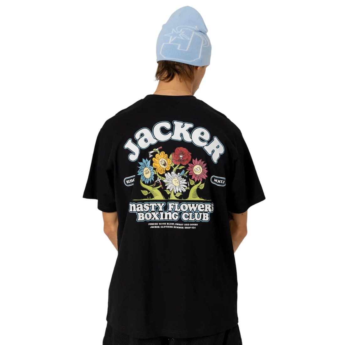 Jacker Fight Flower T-Shirt - Black