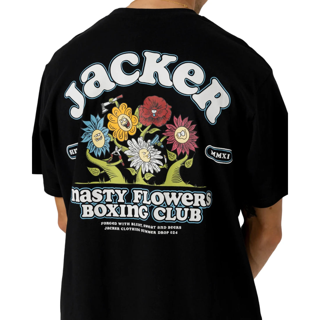 Jacker Fight Flower T-Shirt - Black