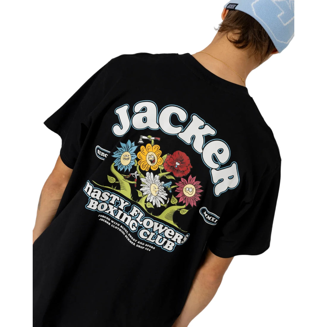 Jacker Fight Flower T-Shirt - Black