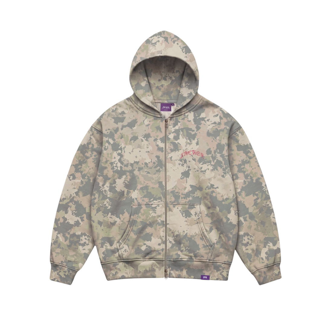 Sweat à capuche zippé Born2ride Jacker N°1890 en coton épais motif camouflage avec logo brodé