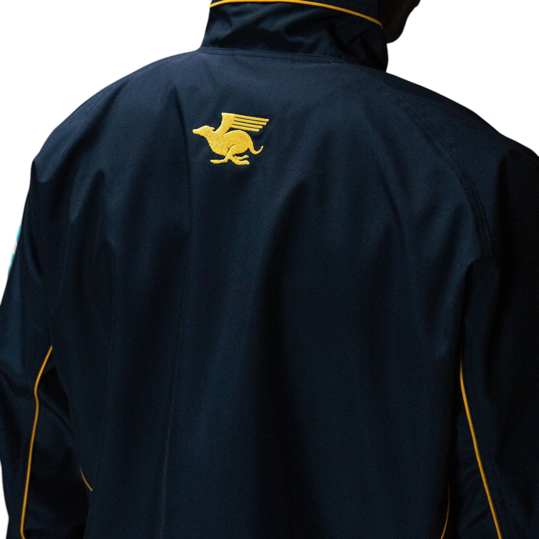 Veste Born2ride Jacker Racing verte en polyester avec logo jaune brodé au dos et détails contrastants
