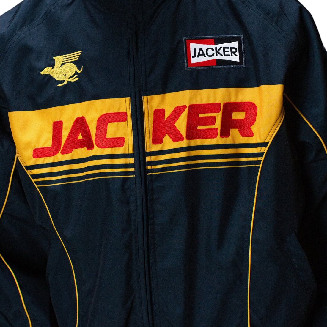 Veste de course Born2ride Jacker en polyester noir avec bandes jaunes et logo brodé sur la poitrine