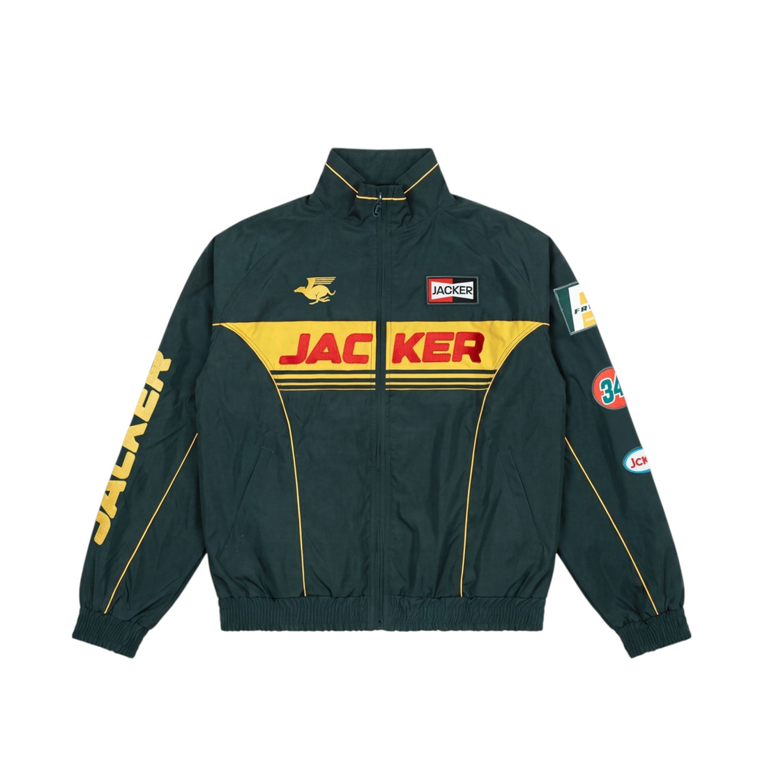 Veste de course Born2ride Jacker verte en polyester avec logos graphiques et détails jaunes style motorsport