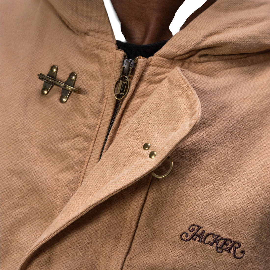 Veste à capuche Born2ride Jacker Turnout marron en coton avec fermeture zippée et détails métalliques