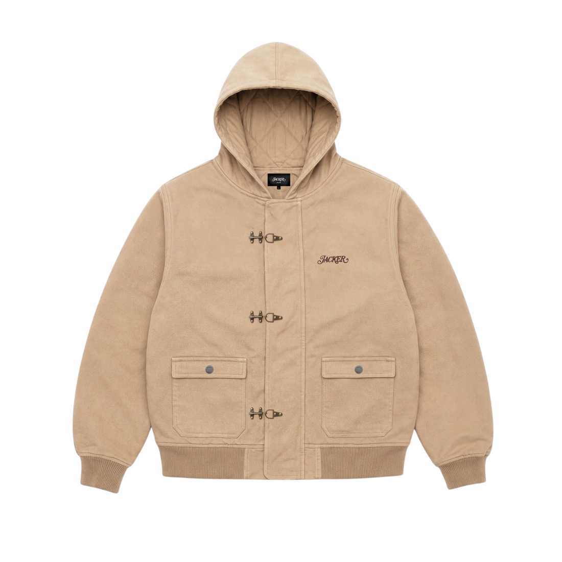 Veste à capuche Born2ride Jacker Turnout en coton marron avec fermetures à boucles et poches avant