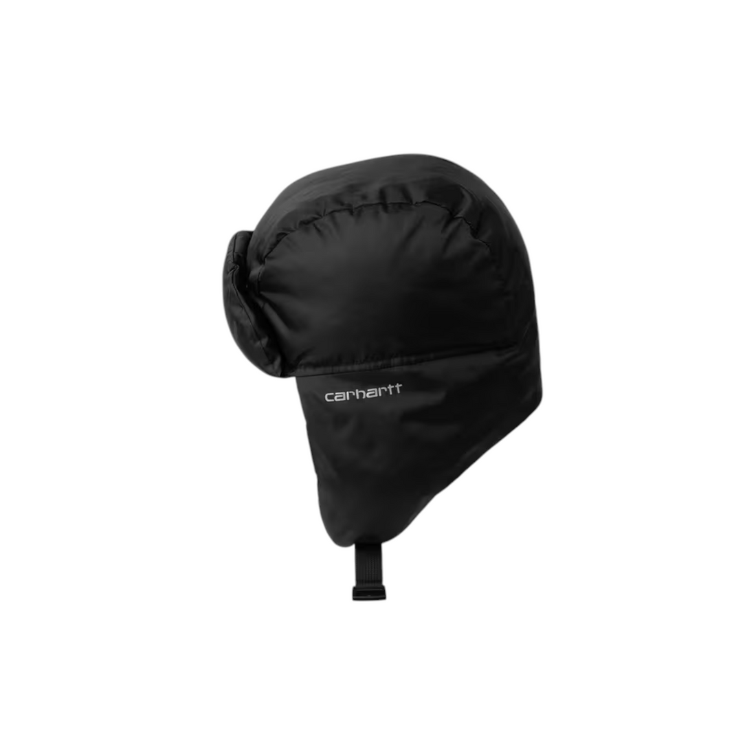 Casquette d'hiver Born2ride Carhartt WIP Ardon Ear Guard noire en nylon ripstop avec rabats d'oreilles et logo brodé