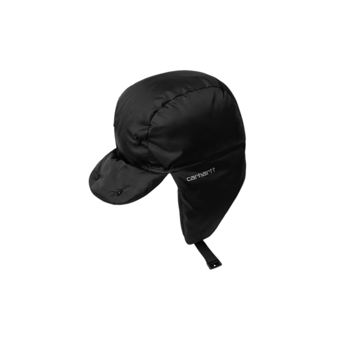 Casquette Born2ride Carhartt WIP Ardon Ear Guard noire en nylon ripstop avec rabats d'oreilles doublés et logo brodé