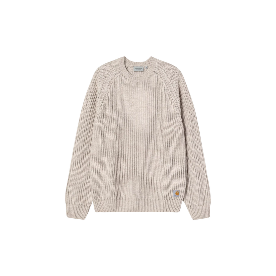 Pull Carhartt WIP Firth couleur Fleur de Sel en maille texturée avec manches raglan et étiquette Born2ride