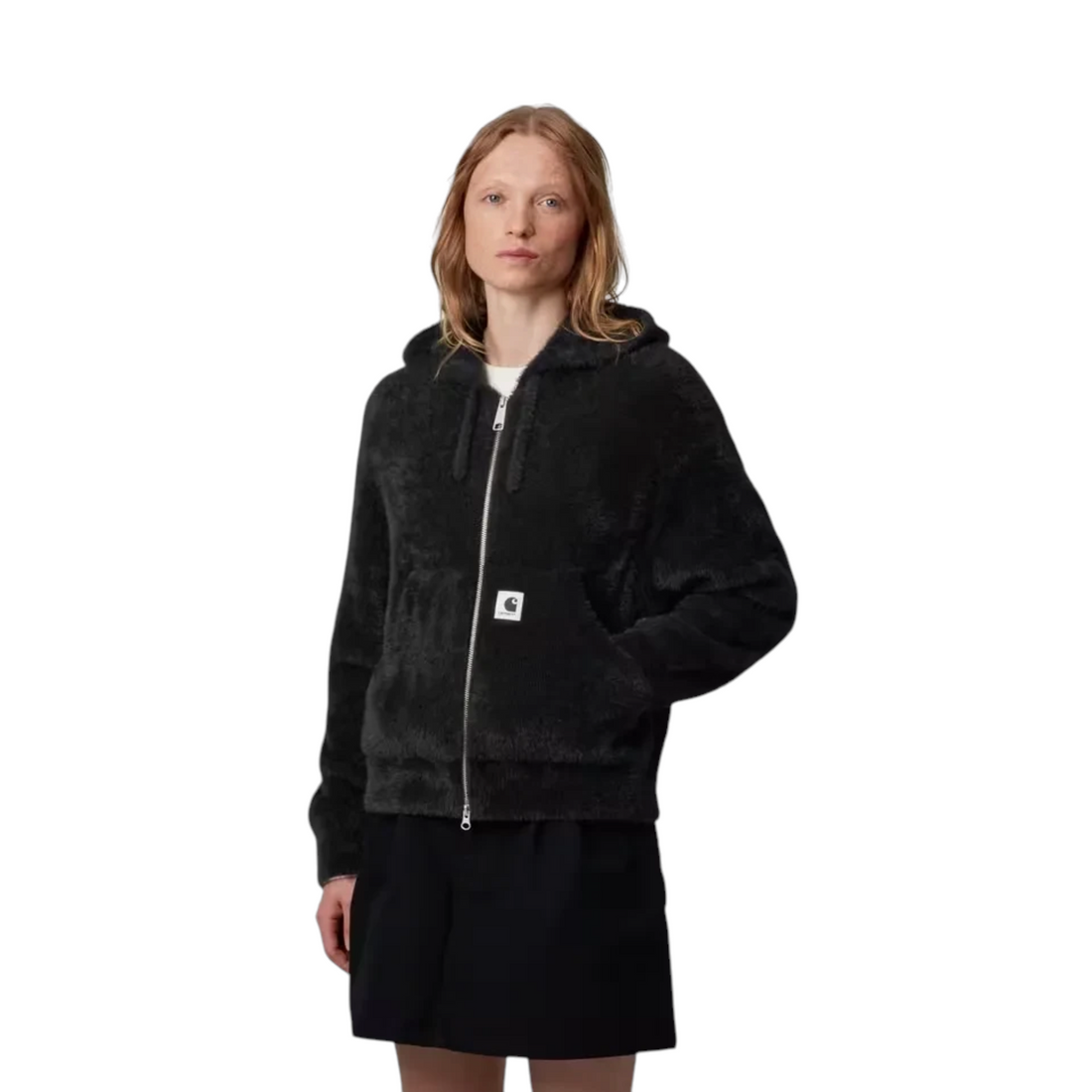 Veste zippée à capuche Born2ride Carhartt WIP Maine en maille technique noire pour femme avec logo carré